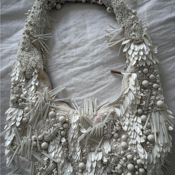 Zara White Ornate Shoulder Bag - Picture 2 of 3